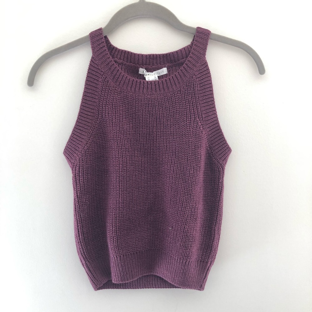 purple knit tank top